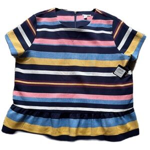 Halogen XL Multicolorstriped Short Sleeve Peplum Top NWT Women's Size XL New